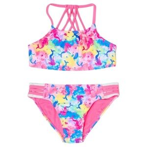 Wonder Nation Girls Mermaid Splatter Paint Colorful Bikini XXL New with Tag